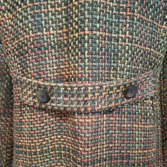 Requirements Multicolor Tweed Trench Coat Sz 8 - Picture 8 of 16